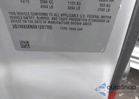 2010 Chevrolet Impala Ls z USA, uszkodzony, nr VIN 2G1WA5EN8A1201765